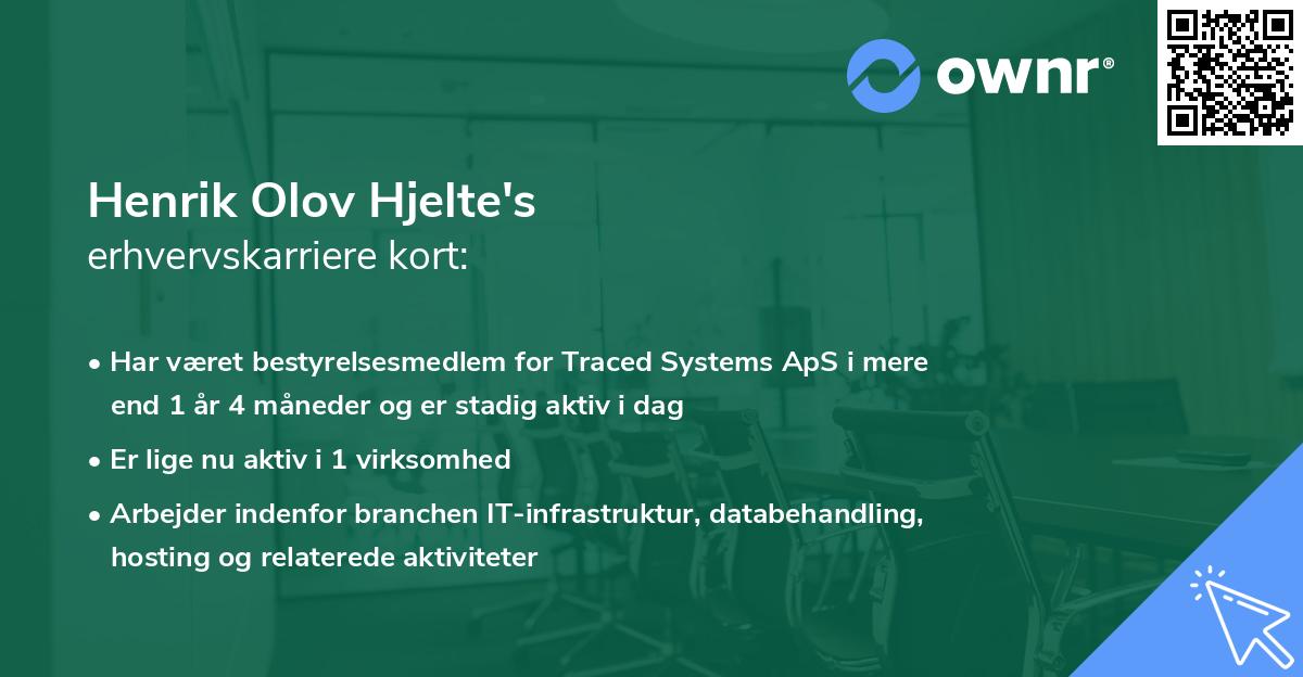 Henrik Olov Hjelte's erhvervskarriere kort