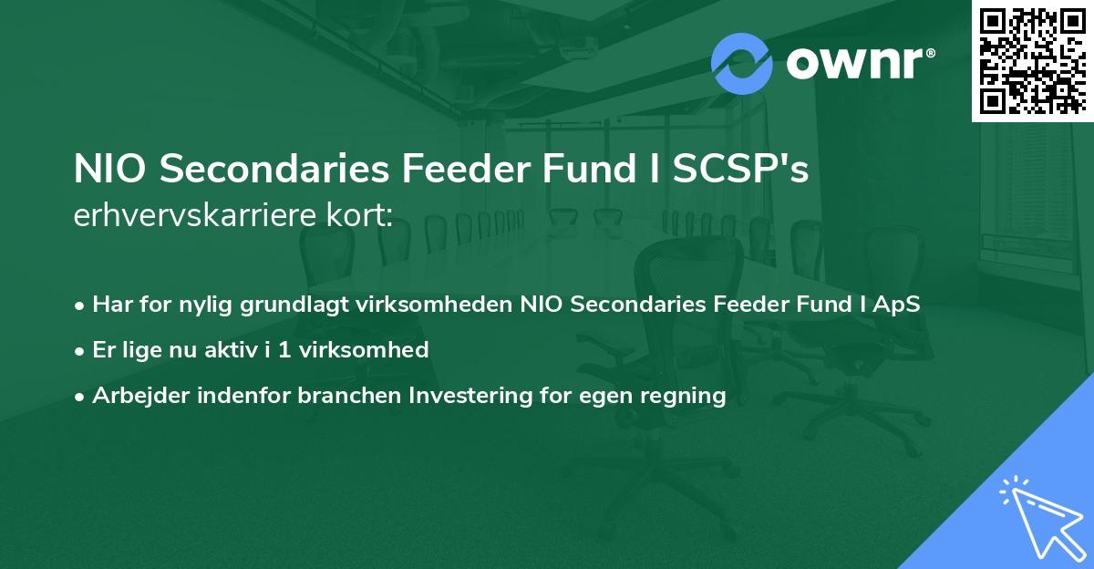 NIO Secondaries Feeder Fund I SCSP's erhvervskarriere kort