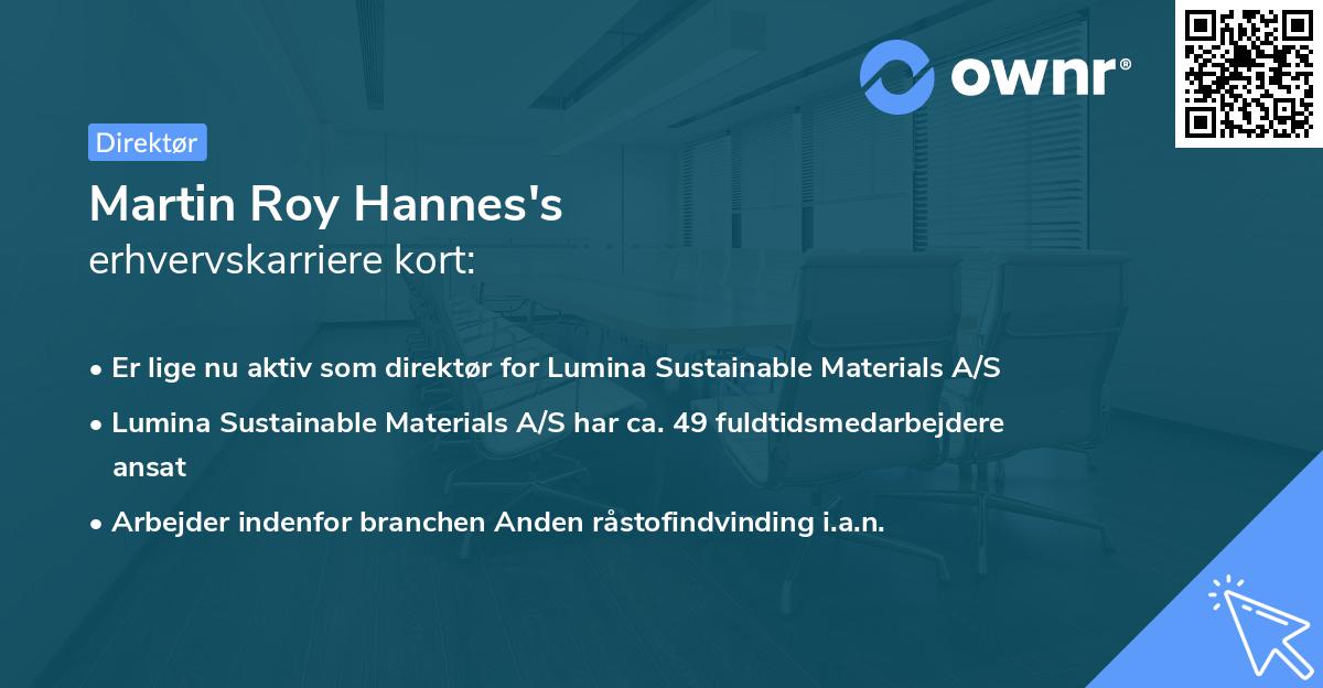 Martin Roy Hannes's erhvervskarriere kort