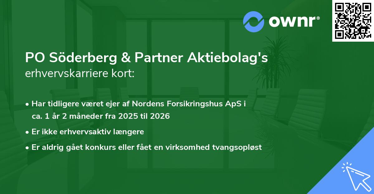 PO Söderberg & Partner Aktiebolag's erhvervskarriere kort