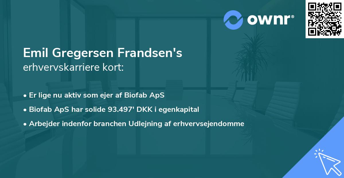 Emil Gregersen Frandsen's erhvervskarriere kort