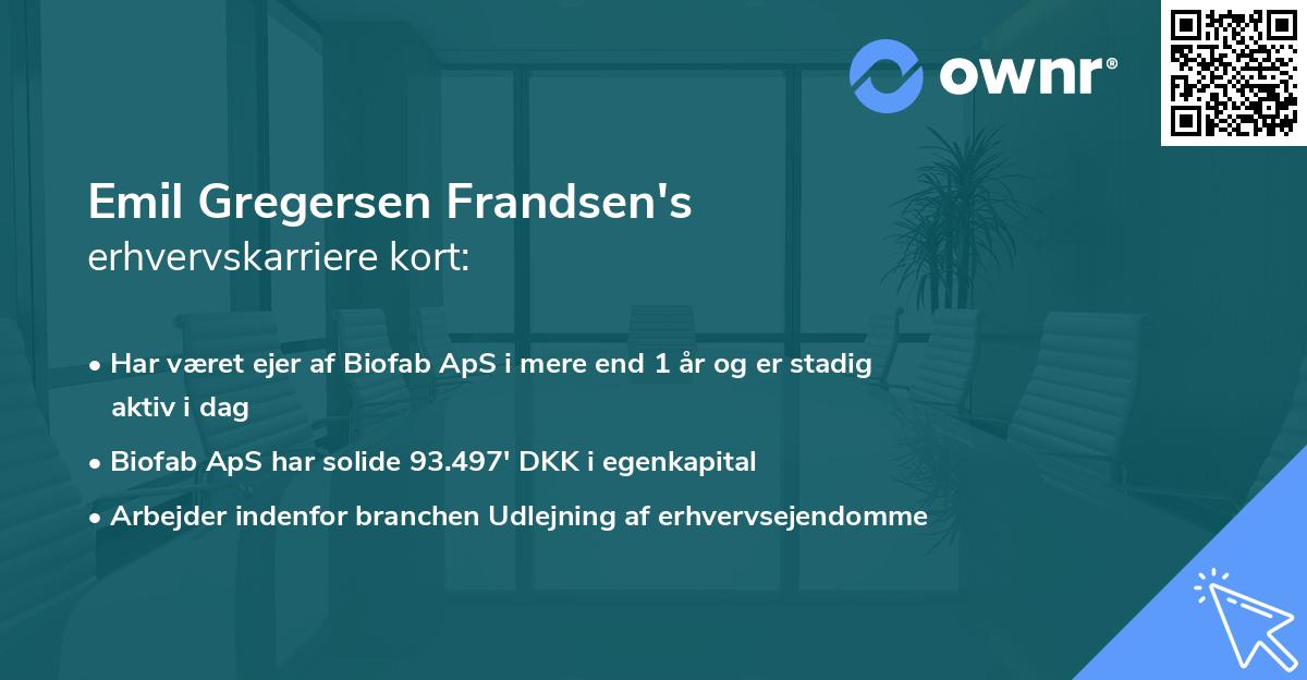 Emil Gregersen Frandsen's erhvervskarriere kort