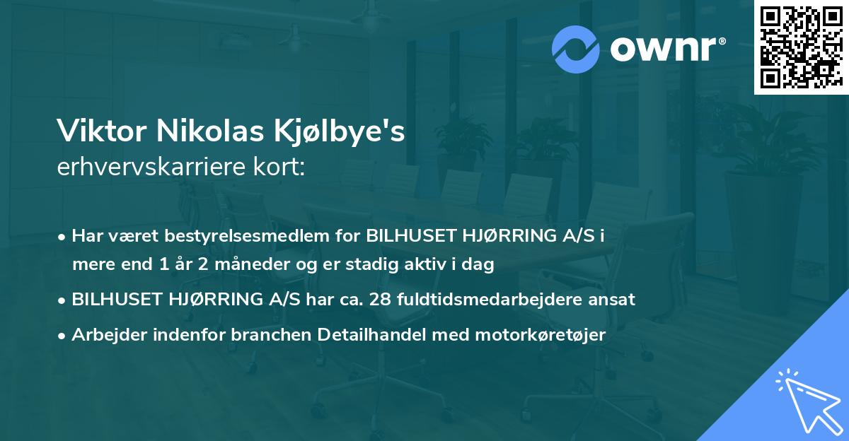 Viktor Nikolas Kjølbye's erhvervskarriere kort
