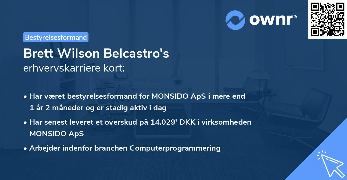 Brett Wilson Belcastro's erhvervskarriere kort