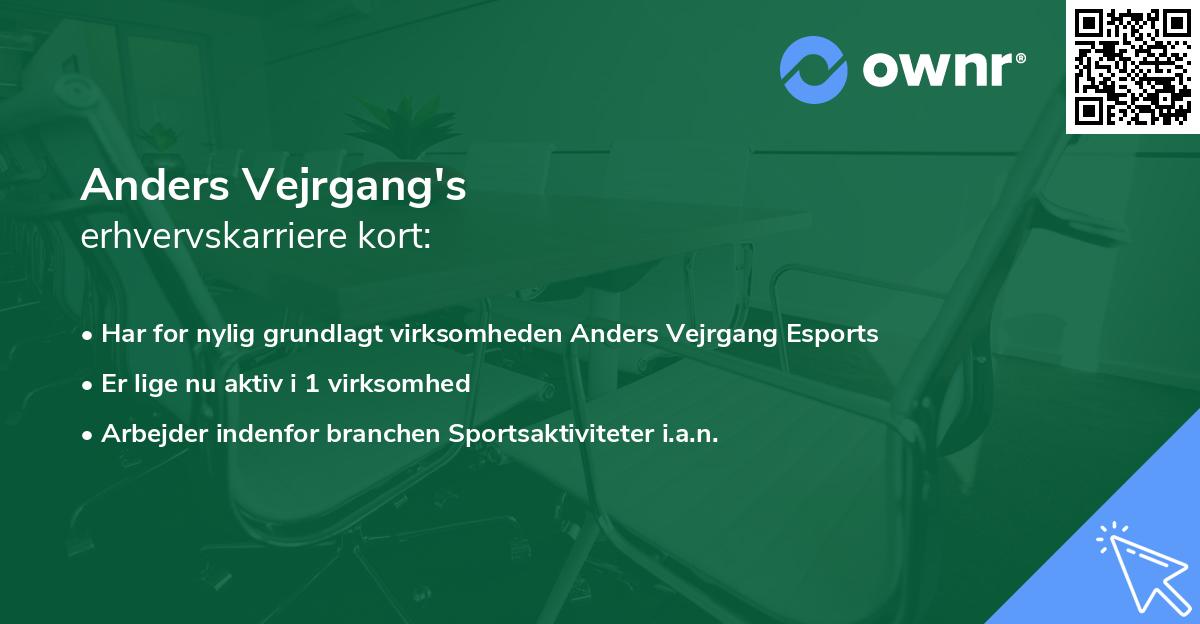 Anders Vejrgang's erhvervskarriere kort