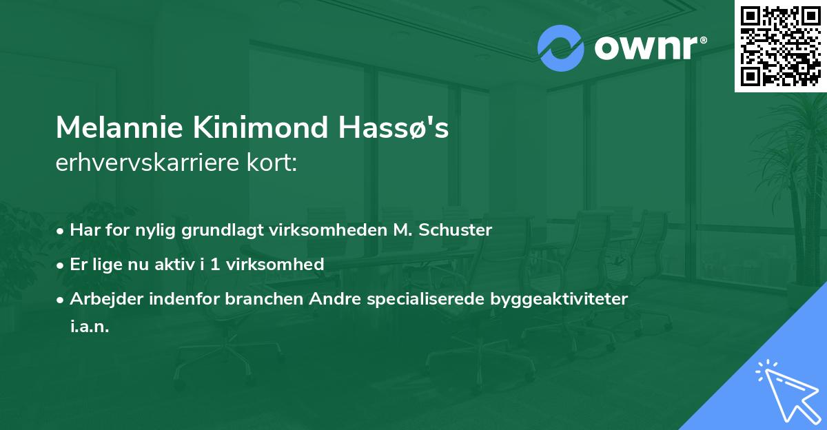 Melannie Kinimond Hassø's erhvervskarriere kort