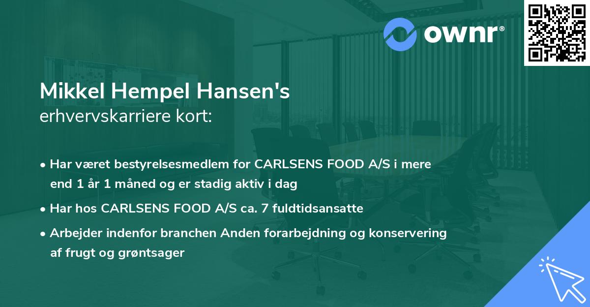 Mikkel Hempel Hansen's erhvervskarriere kort