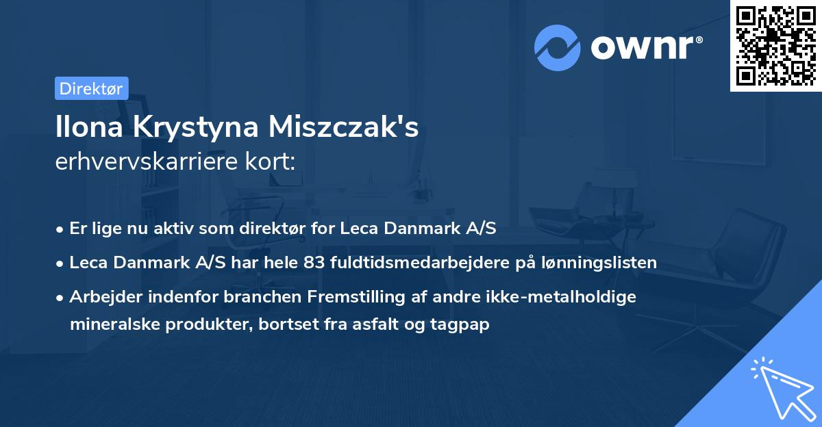 Ilona Krystyna Miszczak's erhvervskarriere kort