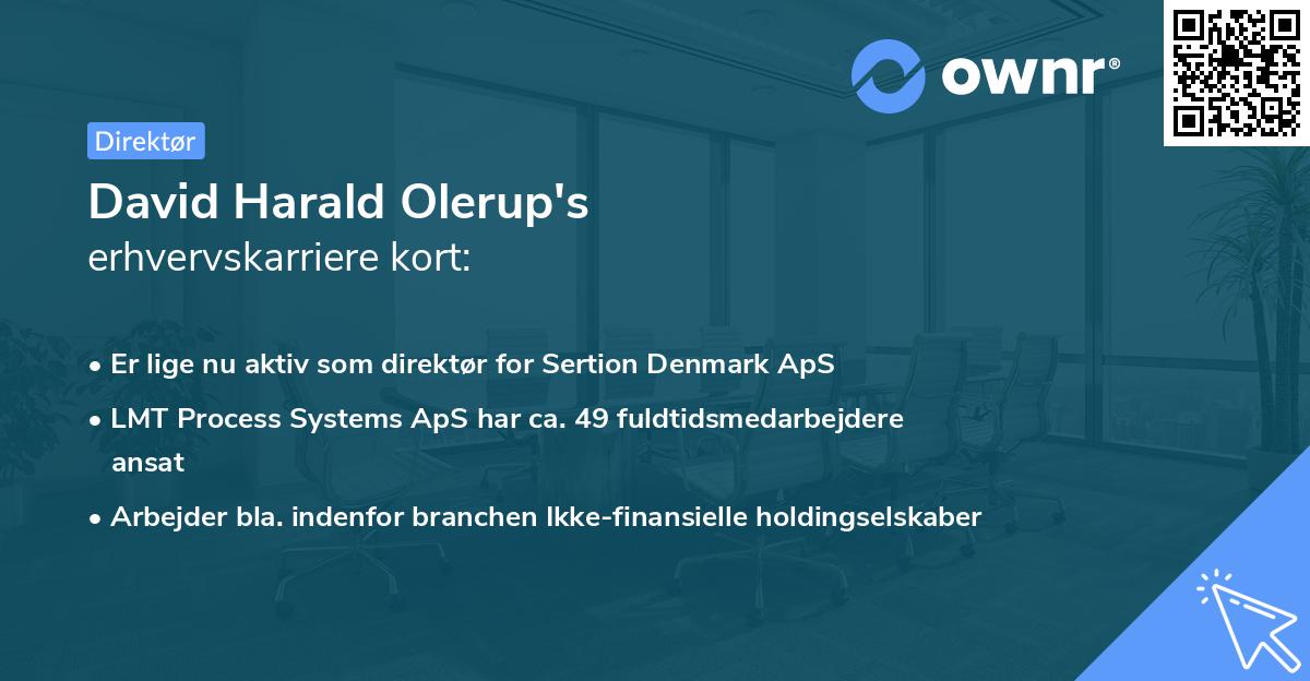 David Harald Olerup's erhvervskarriere kort