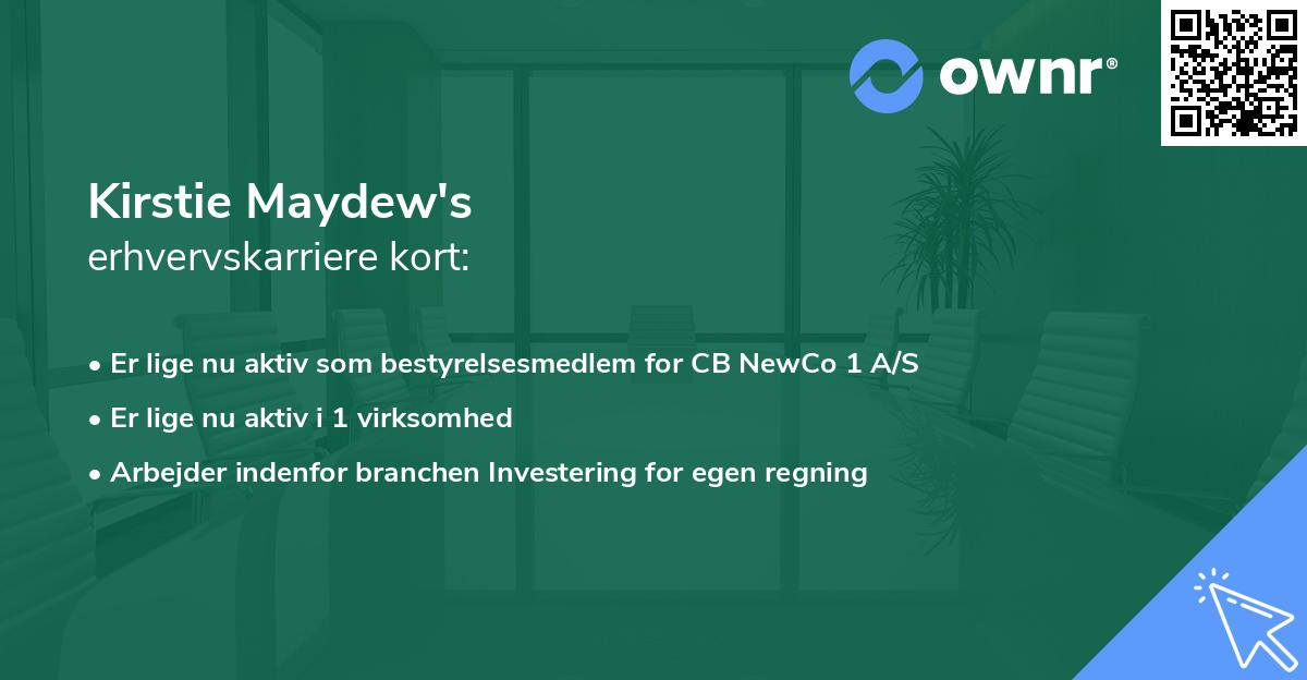 Kirstie Maydew's erhvervskarriere kort