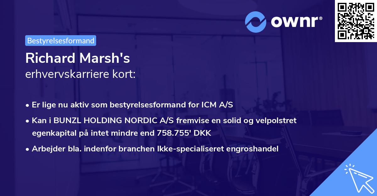 Richard Marsh's erhvervskarriere kort