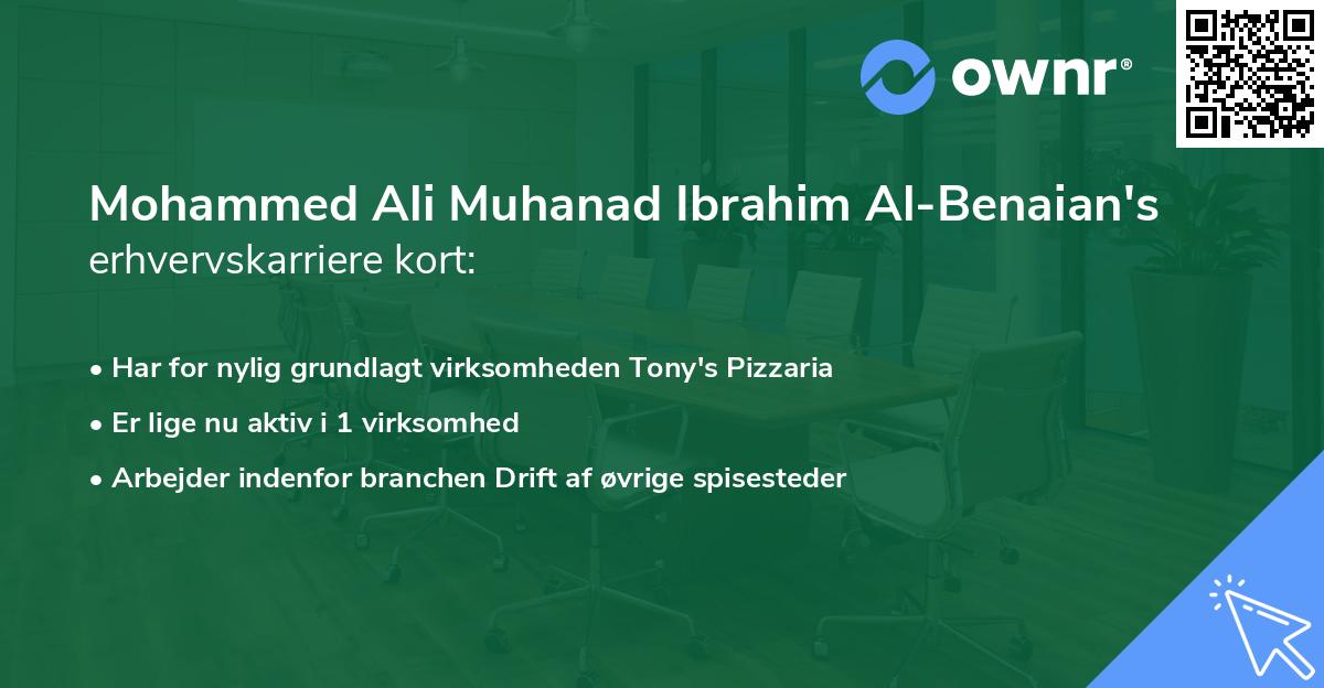 Mohammed Ali Muhanad Ibrahim Al-Benaian's erhvervskarriere kort
