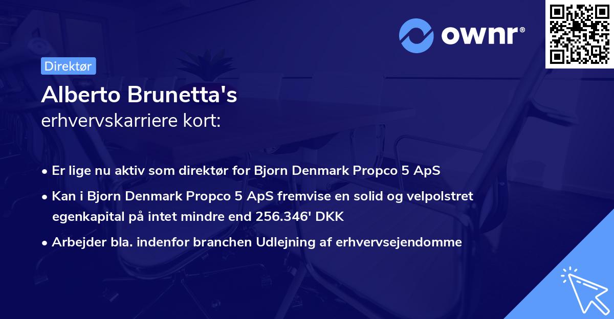 Alberto Brunetta's erhvervskarriere kort