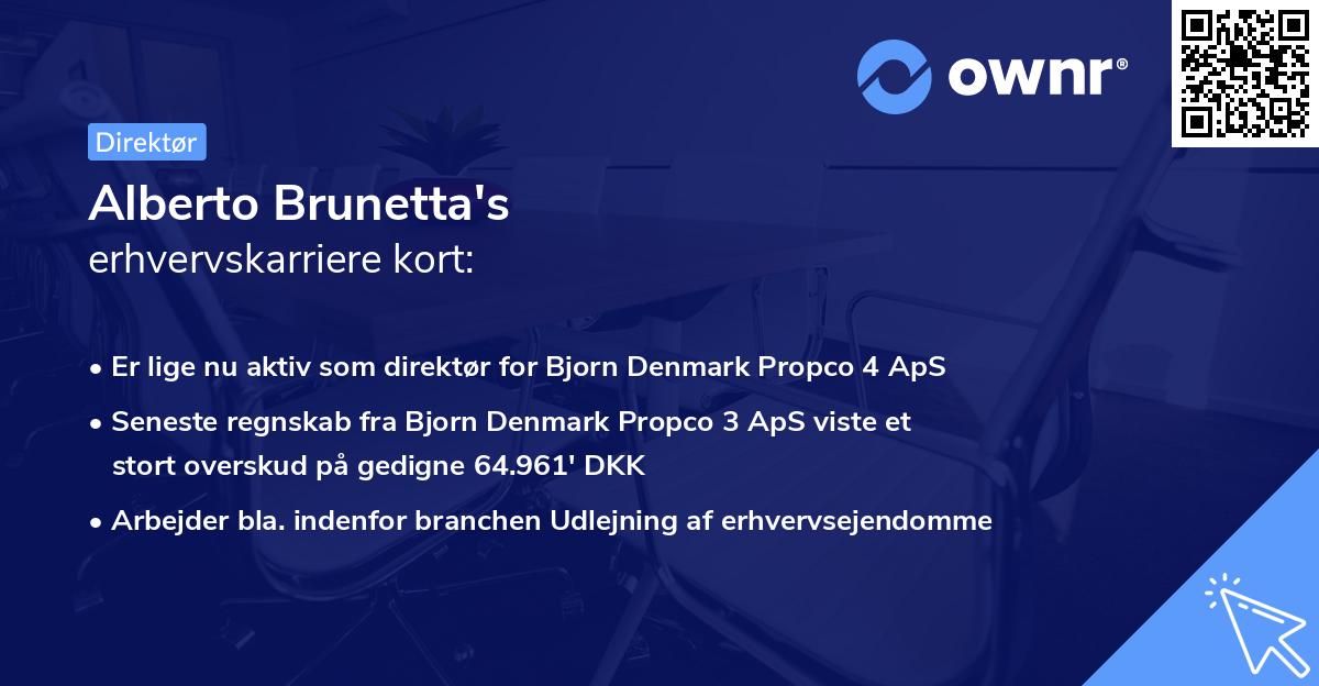 Alberto Brunetta's erhvervskarriere kort