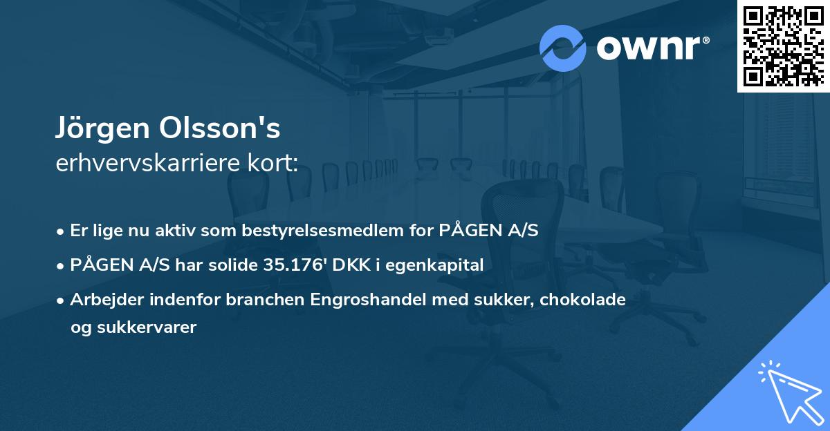 Jörgen Olsson's erhvervskarriere kort