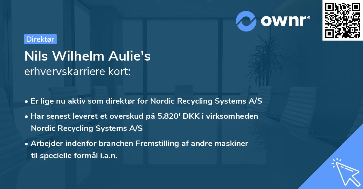 Nils Wilhelm Aulie's erhvervskarriere kort