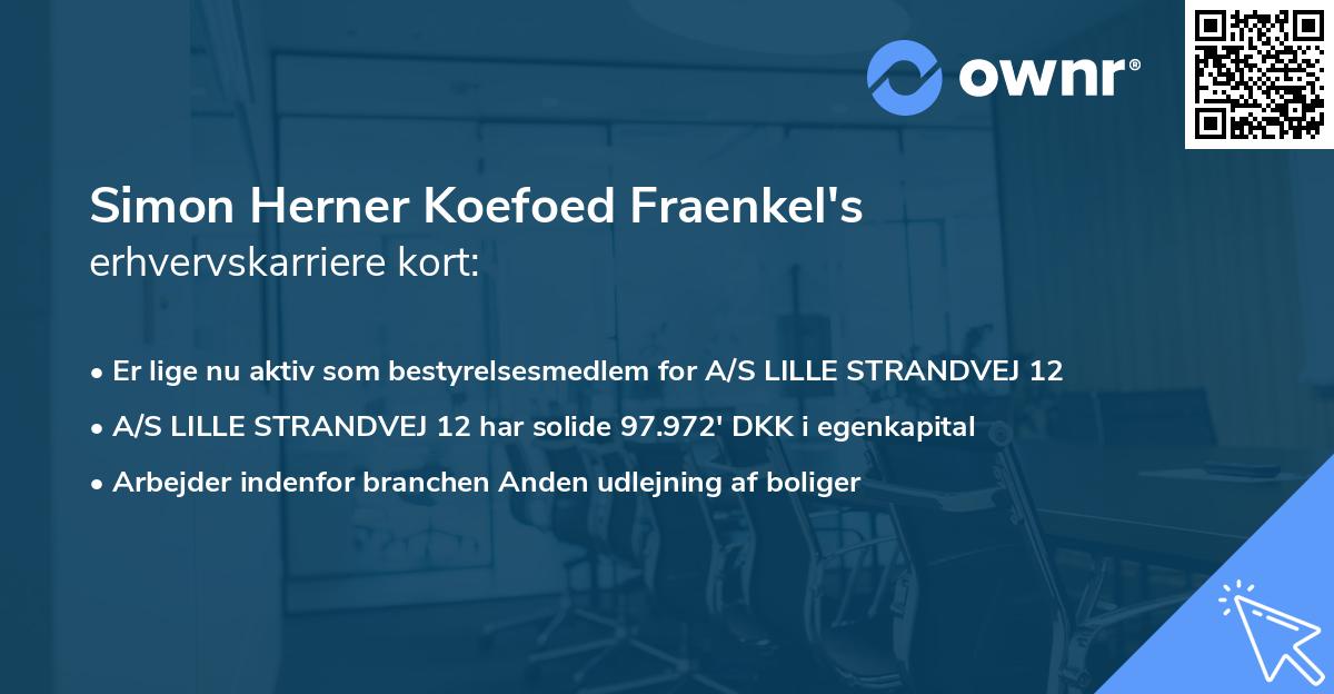 Simon Herner Koefoed Fraenkel's erhvervskarriere kort