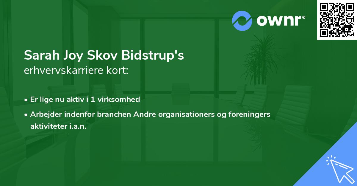 Sarah Joy Skov Bidstrup's erhvervskarriere kort