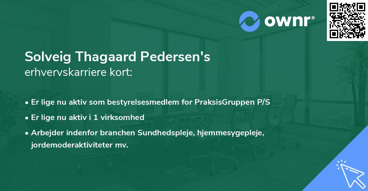 Solveig Thagaard Pedersen's erhvervskarriere kort