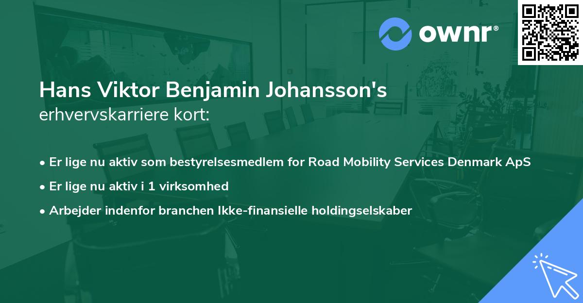 Hans Viktor Benjamin Johansson's erhvervskarriere kort
