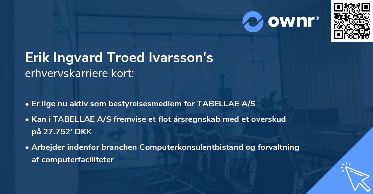 Erik Ingvard Troed Ivarsson's erhvervskarriere kort