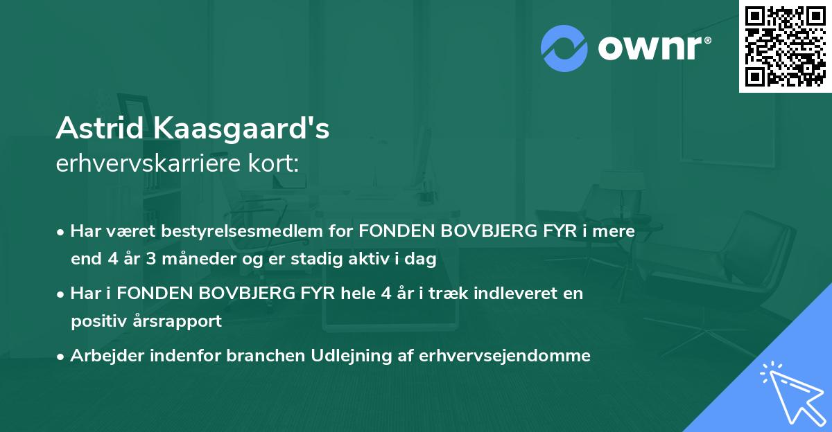 Astrid Kaasgaard's erhvervskarriere kort