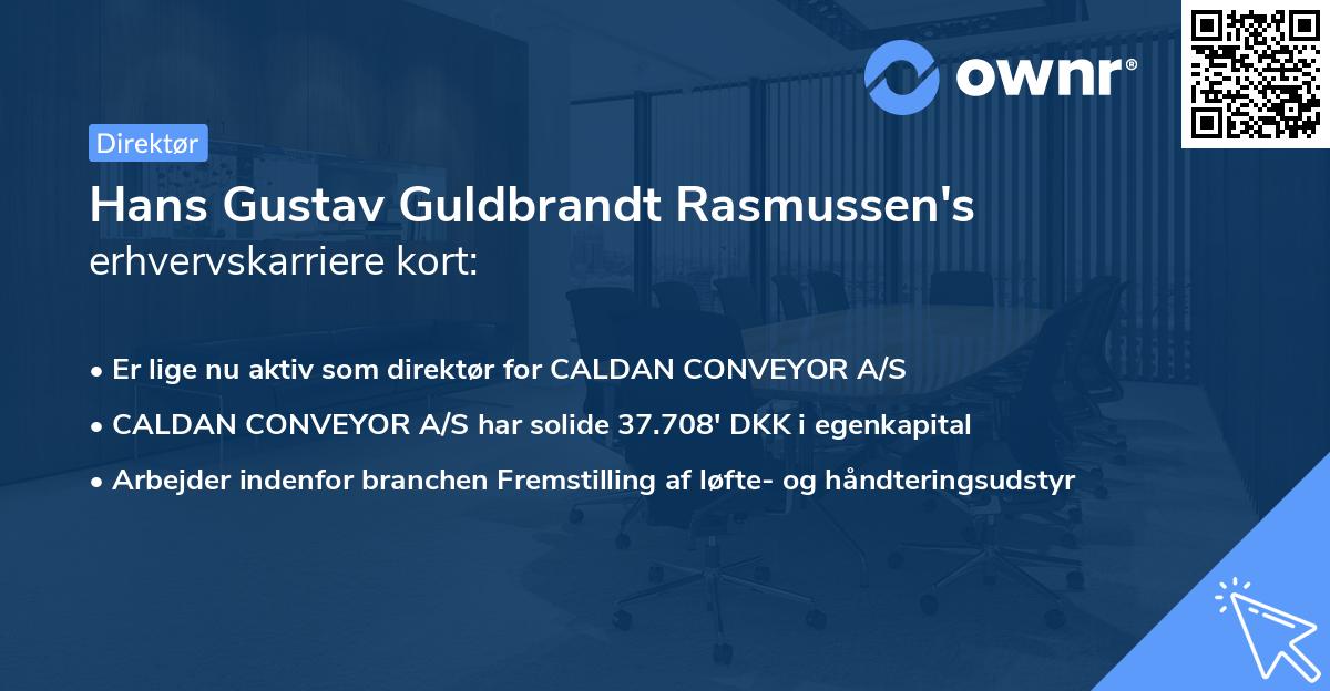 Hans Gustav Guldbrandt Rasmussen's erhvervskarriere kort