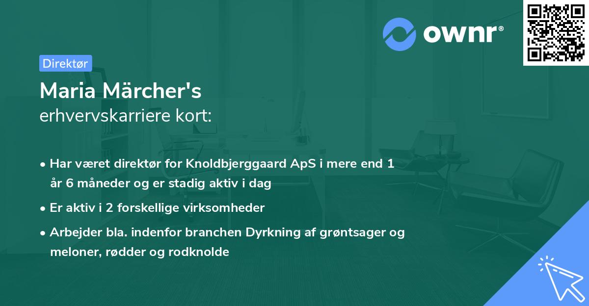 Maria Märcher's erhvervskarriere kort