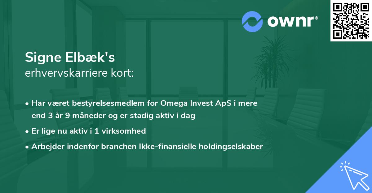 Signe Elbæk's erhvervskarriere kort