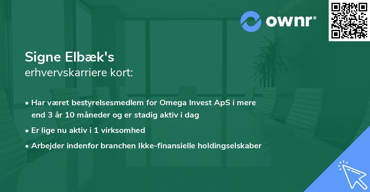 Signe Elbæk's erhvervskarriere kort