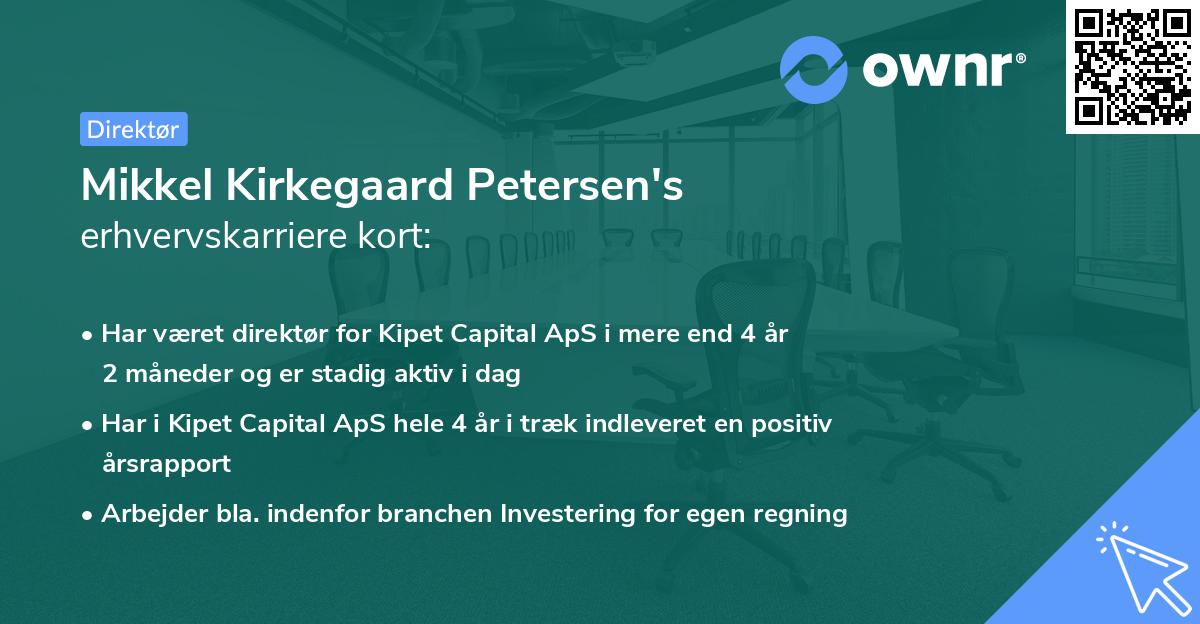 Mikkel Kirkegaard Petersen's erhvervskarriere kort
