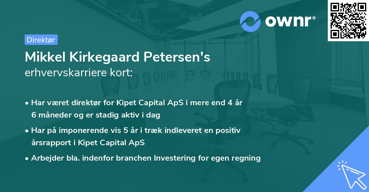 Mikkel Kirkegaard Petersen's erhvervskarriere kort