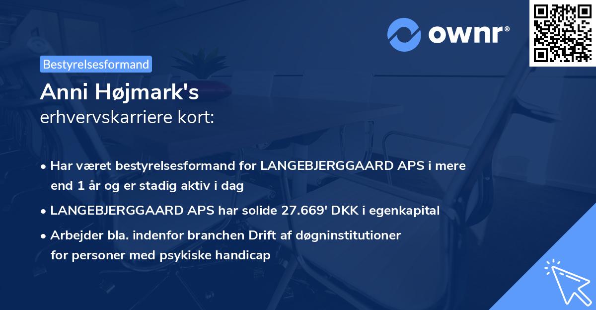 Anni Højmark's erhvervskarriere kort