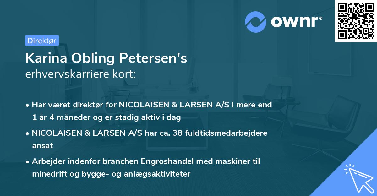 Karina Obling Petersen's erhvervskarriere kort