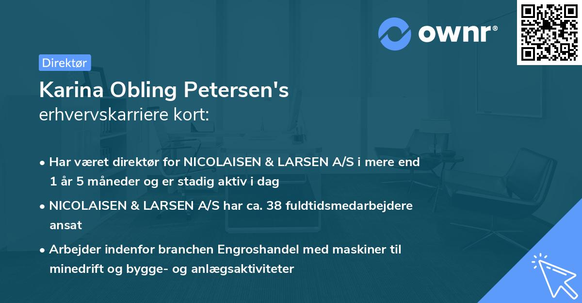 Karina Obling Petersen's erhvervskarriere kort