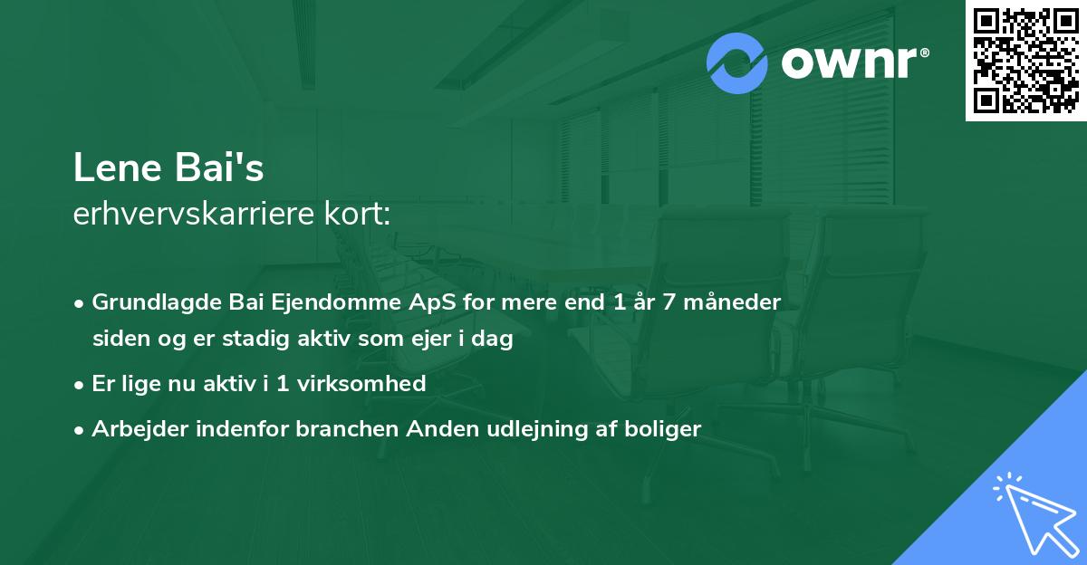 Lene Bai's erhvervskarriere kort