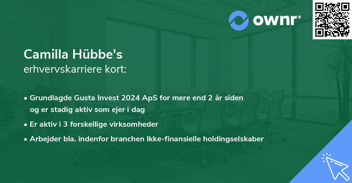 Camilla Hübbe's erhvervskarriere kort