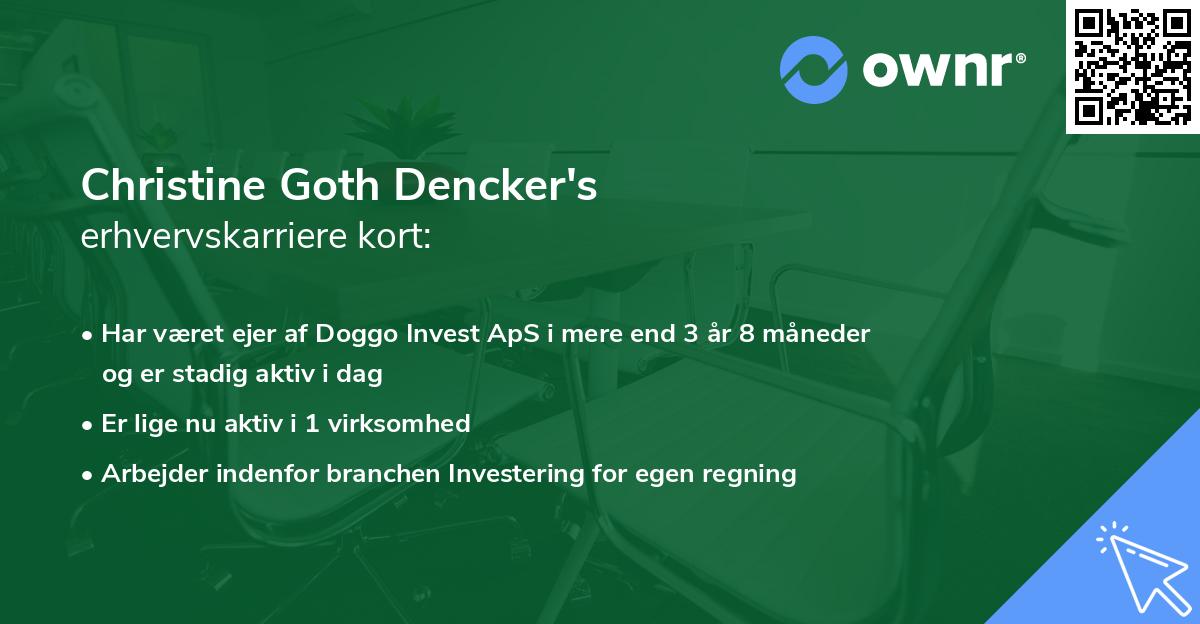 Christine Goth Dencker's erhvervskarriere kort