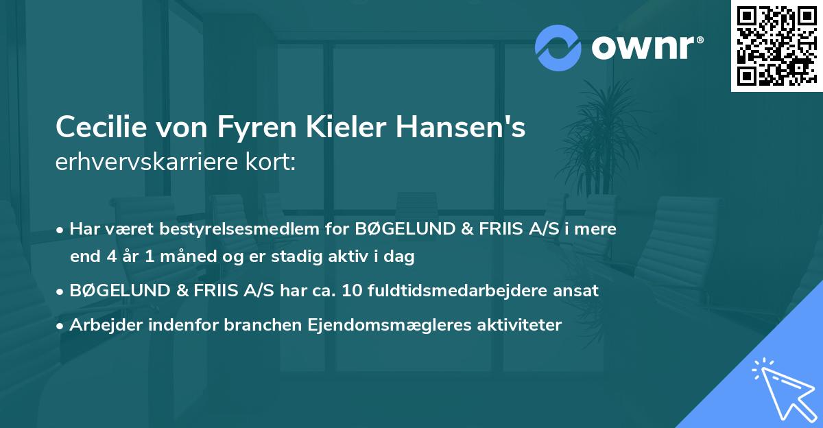 Cecilie von Fyren Kieler Hansen's erhvervskarriere kort