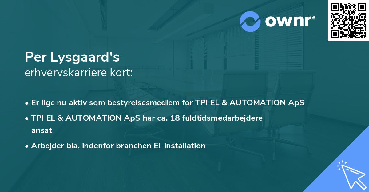 Per Lysgaard's erhvervskarriere kort