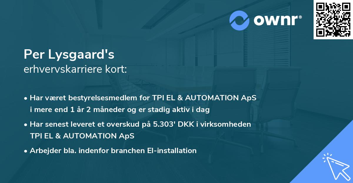 Per Lysgaard's erhvervskarriere kort