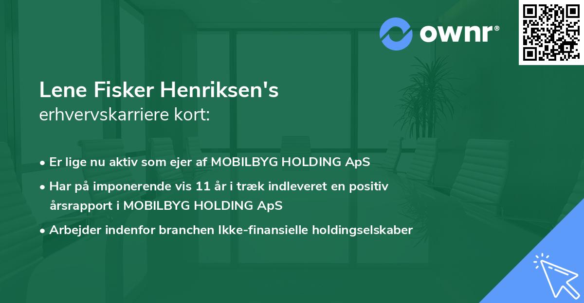 Lene Fisker Henriksen's erhvervskarriere kort