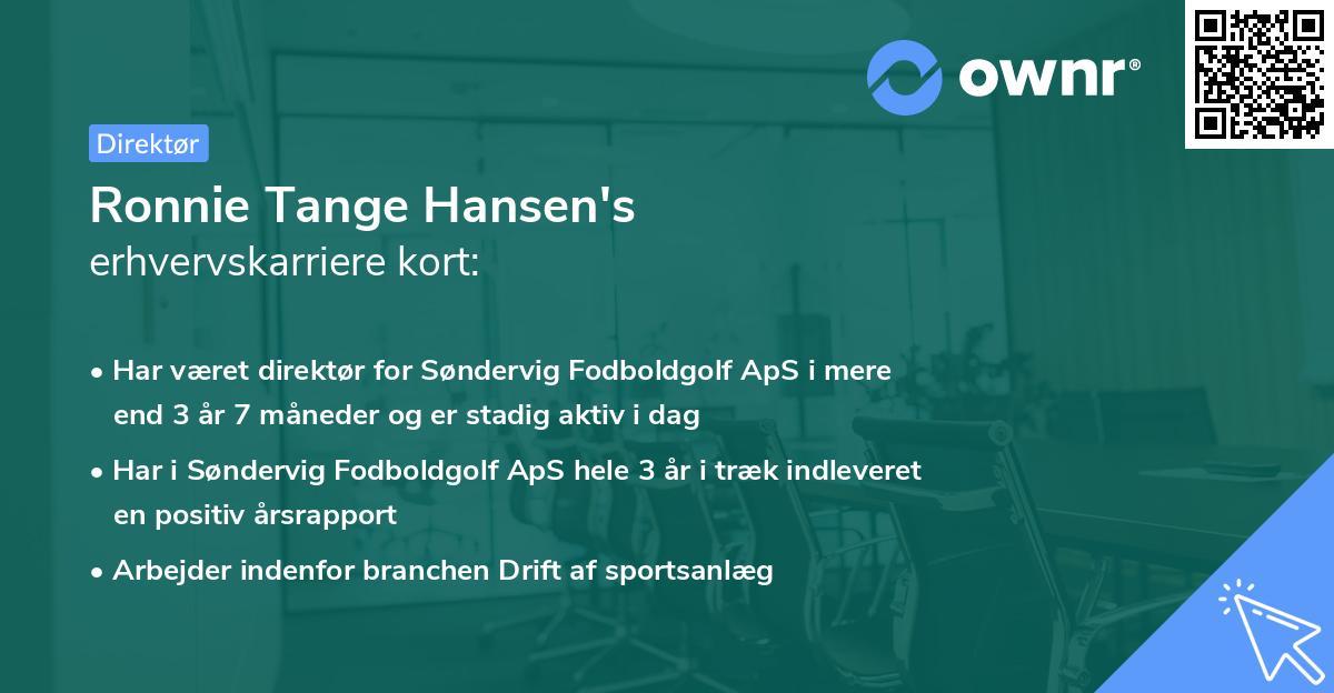 Ronnie Tange Hansen's erhvervskarriere kort