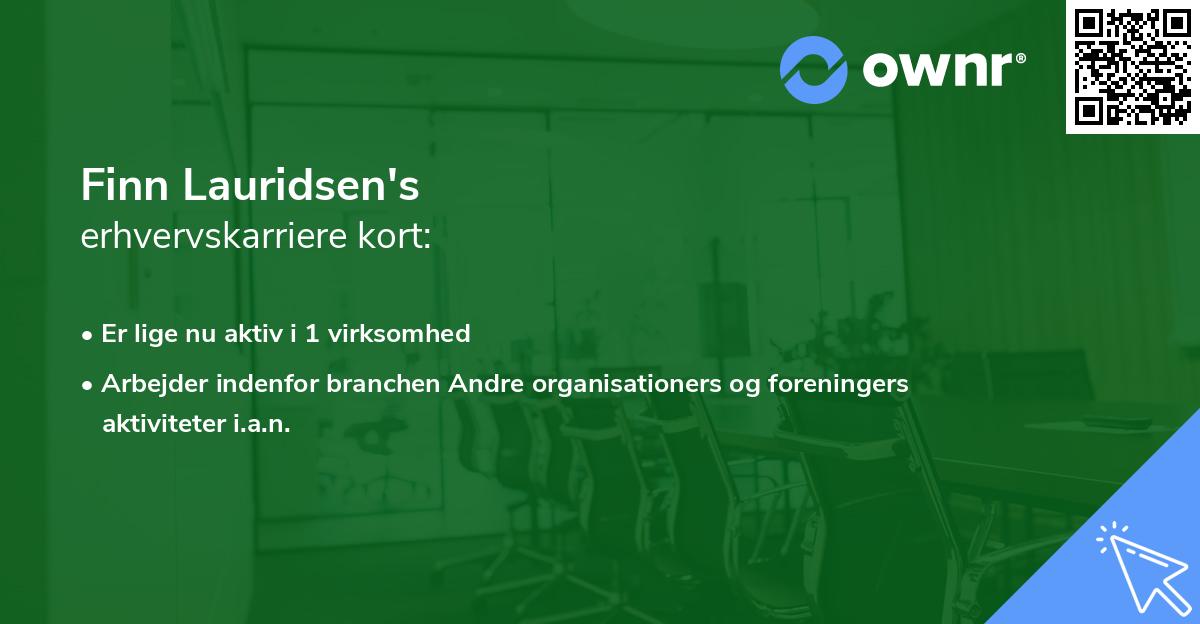 Finn Lauridsen's erhvervskarriere kort
