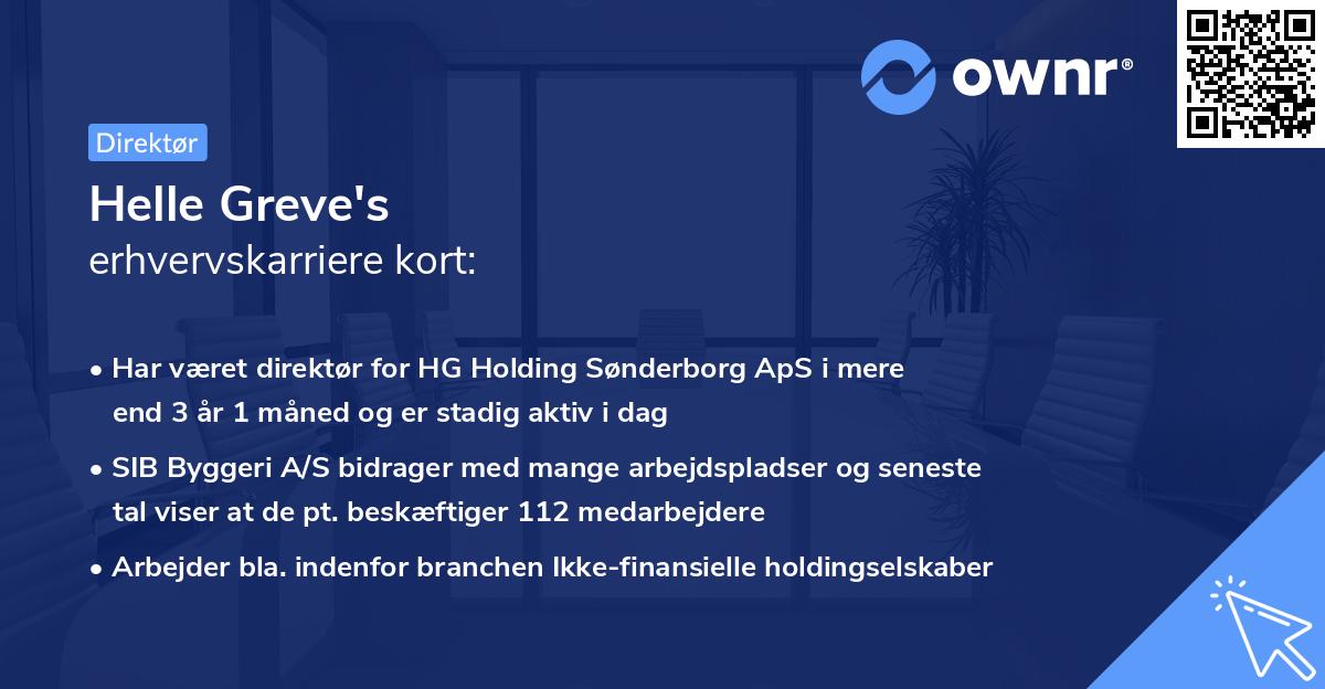 Helle Greve's erhvervskarriere kort