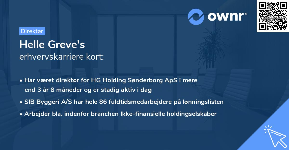 Helle Greve's erhvervskarriere kort