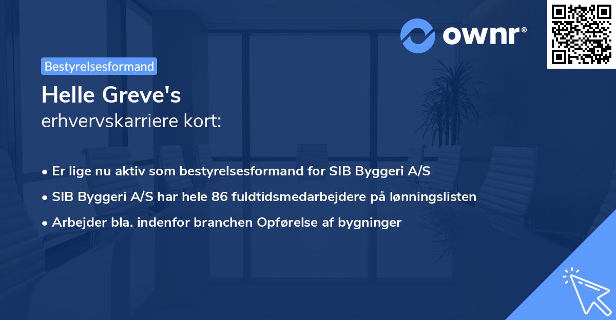 Helle Greve's erhvervskarriere kort