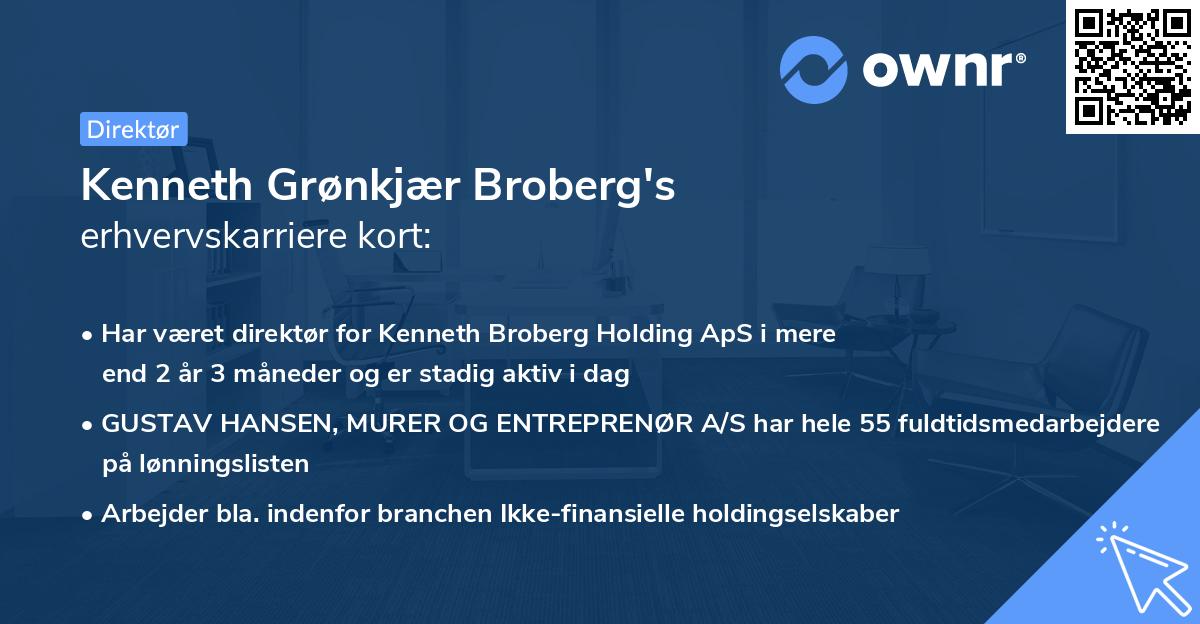 Kenneth Grønkjær Broberg's erhvervskarriere kort