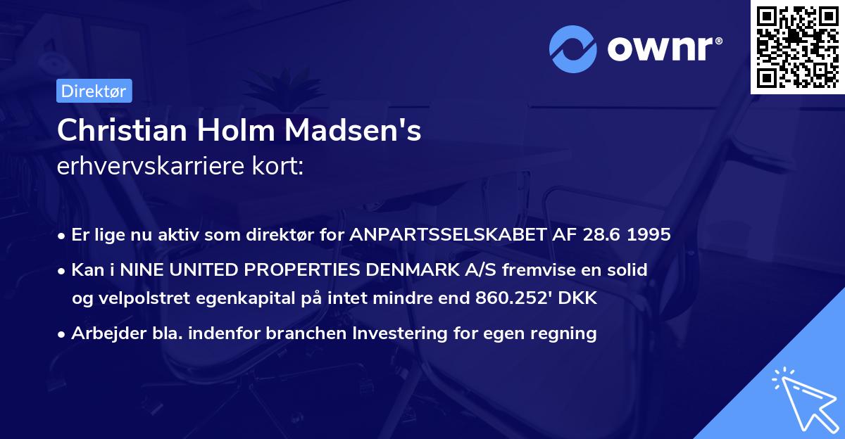 Christian Holm Madsen's erhvervskarriere kort
