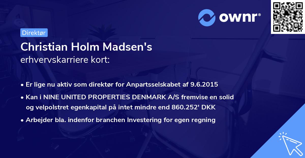 Christian Holm Madsen's erhvervskarriere kort